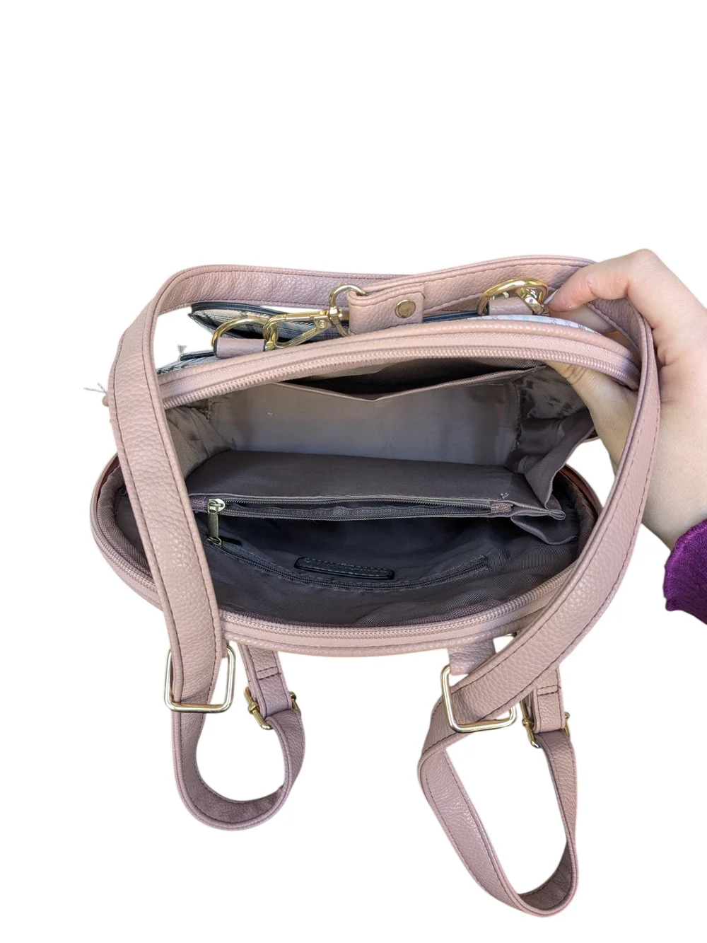Plaid Pastel Backpack Purse - Pink